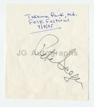 Pete Seeger - American Folk Singer,  Social Activist - Authentic Autograph