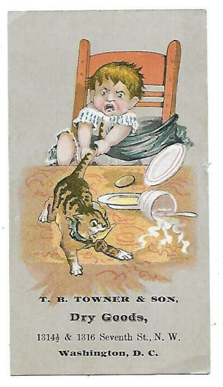 T.  B.  Towner & Son Dry Goods Victorian Trade Card Baby,  Cat Washington D.  C.