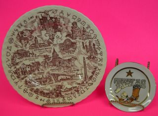 Souvenir Plates From Texas One 10.  5 " One 5 " Euc Vernon Kilns Collector Plates