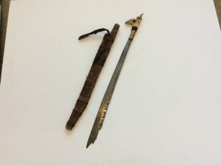 Old Antique Borneo Dayak Dyak Mandau Sword Two Face Handle No Keris Kris