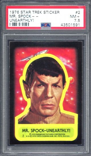 1976 Star Trek Sticker Mr.  Spock - - Unearthly 2 Psa 7.  5 Nm,  (1591)