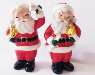 Vintage Norcrest Japan Mr Santa Clause Ceramic Salt And Pepper Shakers