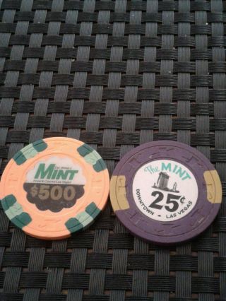 2 Chips The 25 Cent/ 500.  00 Vintage Las Vegas