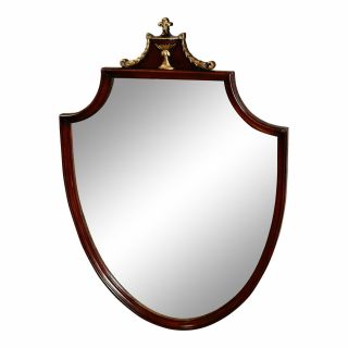Vintage Mahogany Federal Style Shield Shaped Wall Mirror
