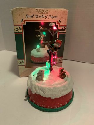Vintage Small World Of Music North Pole Lineman Christmas Lights Music Rotates