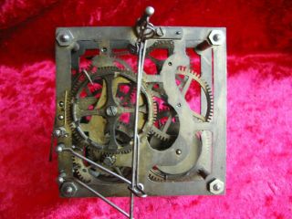 A Old Harp Shaped Brass Cuckoo Clock Movement For Spares / Repair.