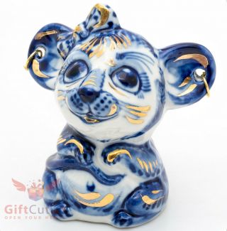 Gzhel Mouse Rat Porcelain Figurine Souvenir Handmade Гжель Symbol 2020 Year
