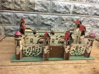 1930s 40s Rich Toys Large Castle Play Set,  Wood Metal Fort,  Vintage Playset 2