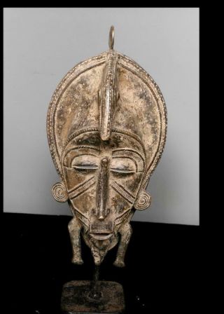 Old Tribal Large Rare Senufo Bronze Mask - Burkina Faso Bn 11