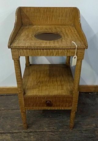 " Primitive Painted Tiger Stripe Wash Stand