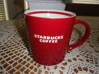 Starbucks 2010 16 Oz Red White Coffee Mug Cup Bone China