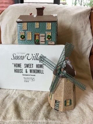 Dept 56 The Snow Village " Home Sweet Home " House And Windmill