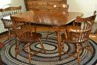 Vintage Hitchcock Traditional Maple Dining Table And Chairs Stenciled