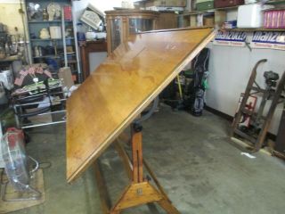 Vintage 1940 Oak &iron Drafting Table,  Drawing,  Artist Wrapping,  Industrial,
