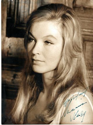 Russian - French Actress Marina Vlady,  Signed Vintage Studio Photo.