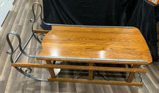 Sleigh Coffee Table Sled Solid Oak And Metal