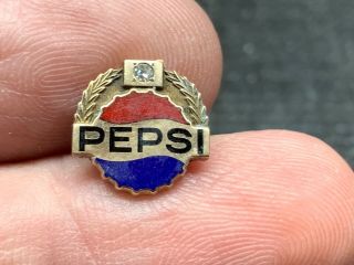 Pepsi Cola 10k Gold Gorgeous Diamond Very Old Stunning Rare Service Award Pin.
