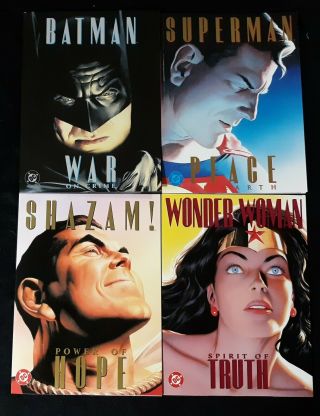 Alex Ross Dc Treasury - Size Gn Set Of 4 Superman Batman Wonder Woman Shazam