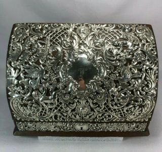 Gorgeous 19th Century Sterling Silver & Wood Secretary Desk Box Howard Co NY 2