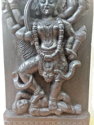 Hindu Durga Kali Devi Temple Vintage Wall Wooden Panel sculpture Statue Art Deco 3