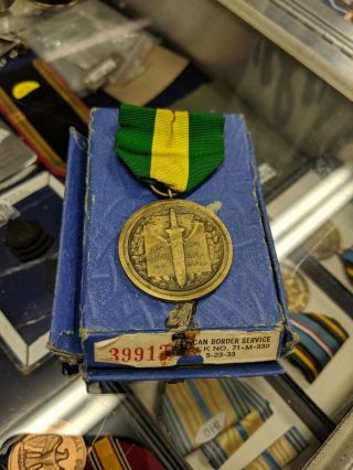 Pre - Wwi Us Army Mexican Border Medal 39,  913 Wrap Broach With Matching Ed Box