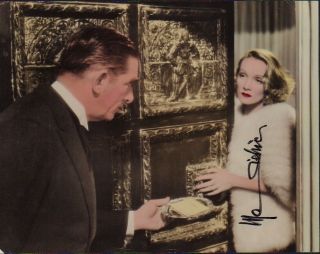 Marlene Dietrich 11x14 Hand Colored Vintage Signed Photograph Autograph
