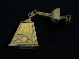 Vintage Outdoor Light Fixture Cottage Sconce With Stained Glass Shade Shabby F