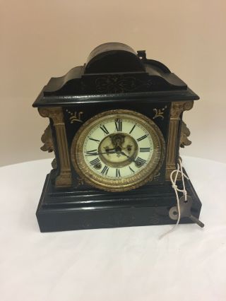 Lovely Vintage Ansonia Cast Iron Mantle Clock Spare & Repairs (d1)