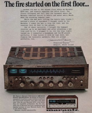 Marantz 2270 Home Stereo Receiver After Fire Print Ad - 1976 Hifi