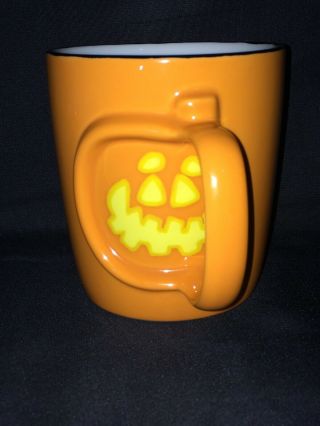 2003 Starbucks Barista Orange Jack - O - Lantern Pumpkin Halloween Coffee Mug Cup