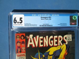 Avengers 51 Cgc 6.  5 Silver Age 1968 Roy Thomas Story.  Iron Man 1 Ad.