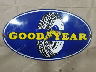 Goodyear Tires Vintage Porcelain Sign 24 X 14 Inches