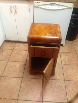 One Mid Century Modern Art Deco Waterfall Nightstands or End Table 2