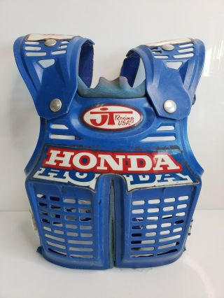 Vintage Jt Racing Honda Motocross Chest Protector Usa Blue