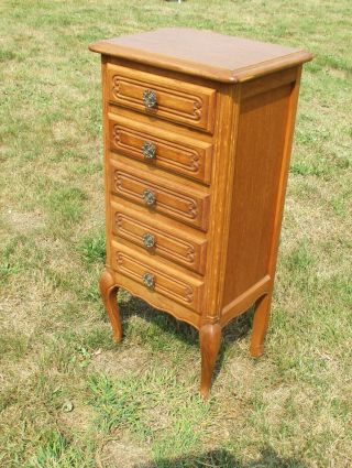 Vintage Louis Xv Style Side Table Night Stand Cabinet 5 Drawers