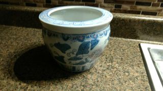 Vintage Asian Oriental Accent Porcelain Pot Planter Grecian