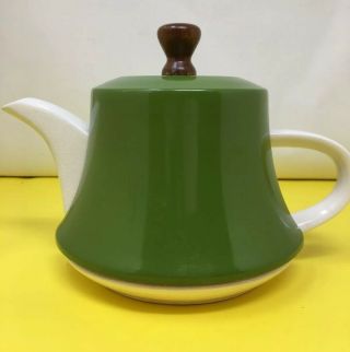 Vintage Ceramic Tea Pot With Green Aluminum Insulated Cozy Cover Mid Century
