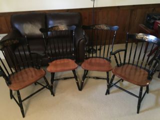Hitchcock Chair,  Black/harvest Side And Arm Chairs - Set Of Four