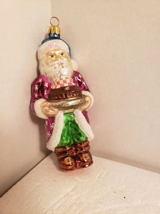 Christopher Radko Santa With A Cake Christmas Ornament