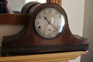 Antique German Kienzle Napoleon Hat Shaped Mantel Clock Runs Well But No Chimes