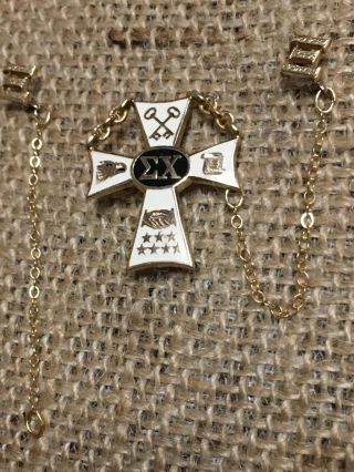 Vtg Sigma Chi Cross Fraternity Pin,  Badge 1954 With Extra Sigma Emblems 10k Gold