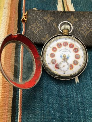 Doxa Art Nouveau Silver Case German Hallmarks Running Pocket Watch.  15 Jewels