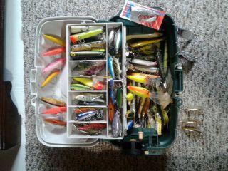 Vintage Tackle Box Full Of Lures 85,  