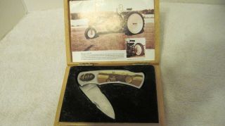 Vintage 1950 John Deere Tractor Pocket Knife In The Wood Box From A Local Estate