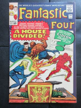 Marvel Fantastic Four 34 (1965) 1st App Greg Gideon (glorian) Kirby Mid - Grade
