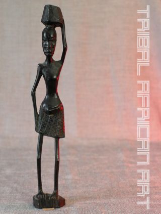 No6 Stunning Vintage Antique Old Ritual Tribal Lady African Ebony Carving 27cm