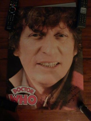 Dr.  Who Poster Of Tom Baker Signed By Terry Nation & Kevin Pollack Personalized