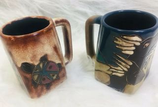 Art Pottery Mugs Design By Mara Large Native Mexican Horse Turtle Decor