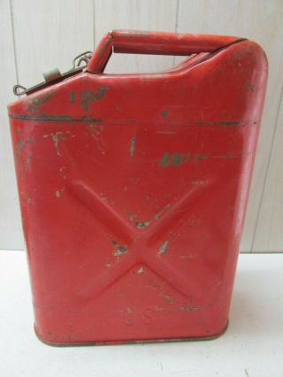 Vintage Usmc Red 5 Gal Jeep Gas Can Dot - 5l 20 - 5 - 73 Us Willys Jerry - Can
