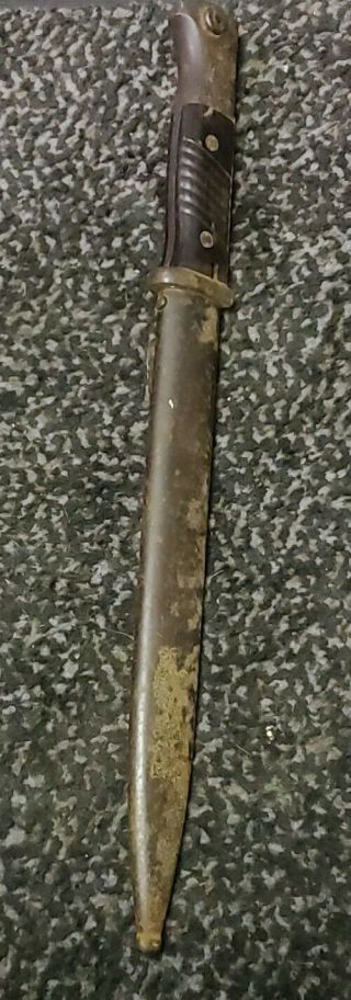 Wwii German K98 Mauser Combat Bayonet W Matching Numbers On Blade Scabbard 1940